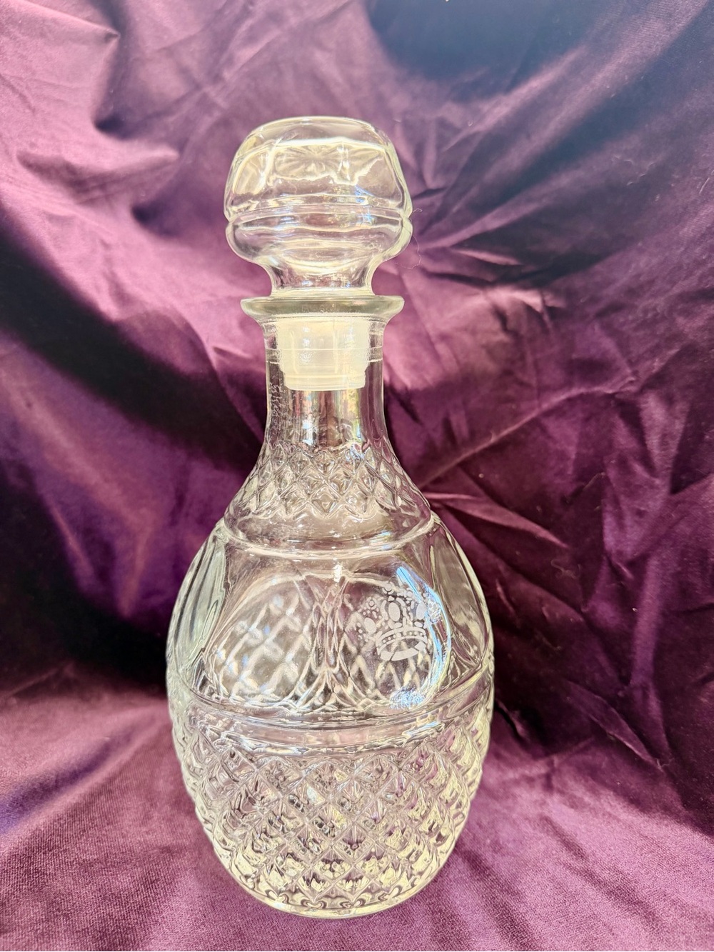 Princess House Clear Cut-Pattern Glass Decanter with Stopper